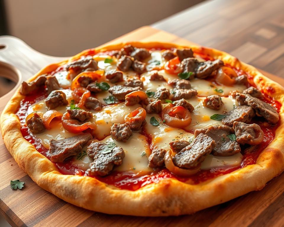 Cheesesteak Pizza recipe