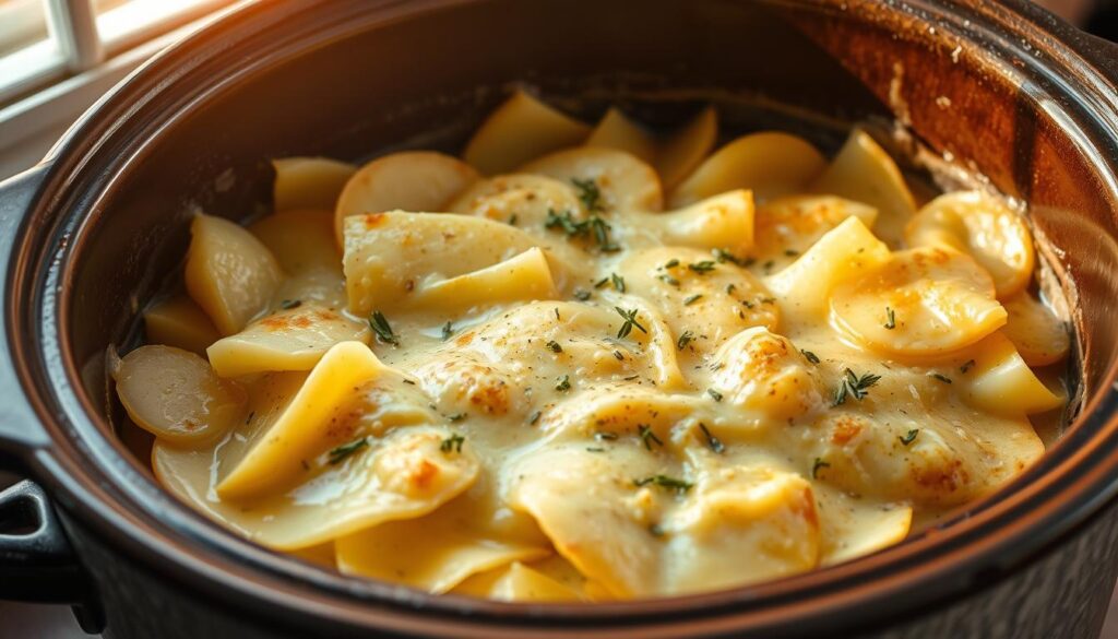 Scalloped potatoes in a crock pot