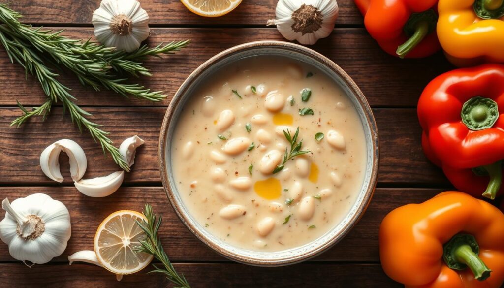 creamy Mediterranean white bean soup