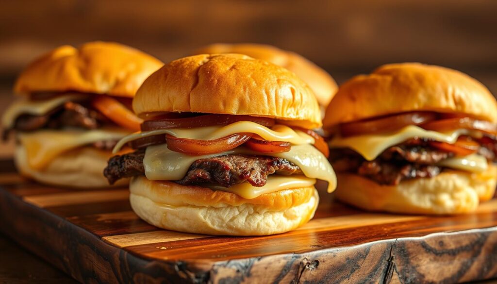 delicious cheesesteak sliders