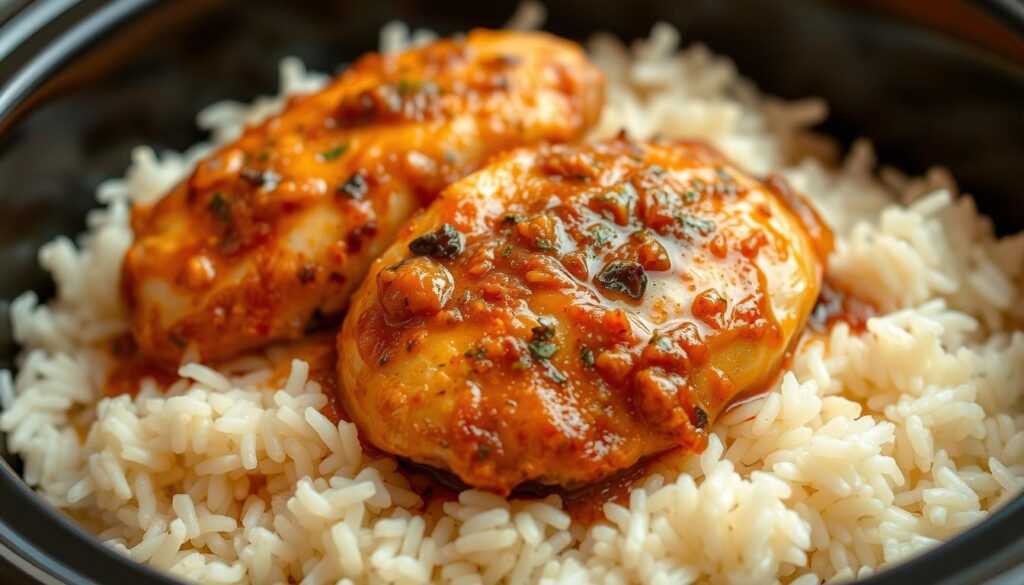 flavorful crock pot chicken and rice