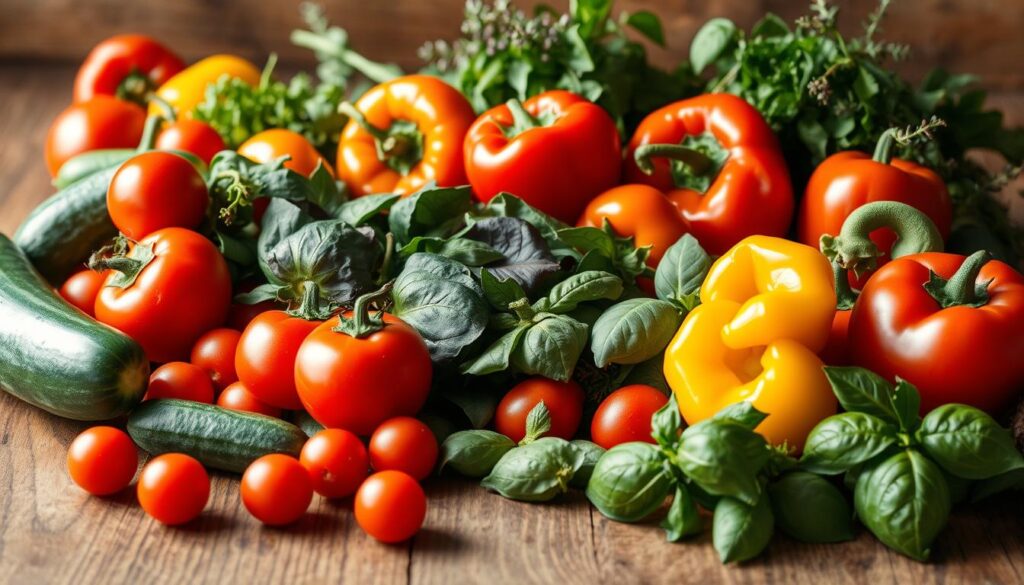 fresh vegetables for pasta salad