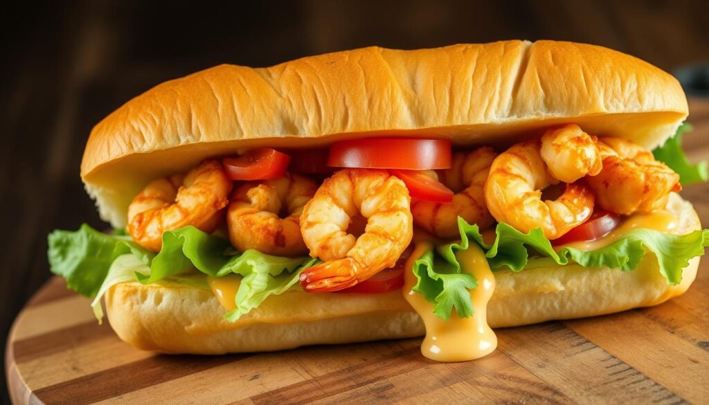 shrimp po boy sandwich