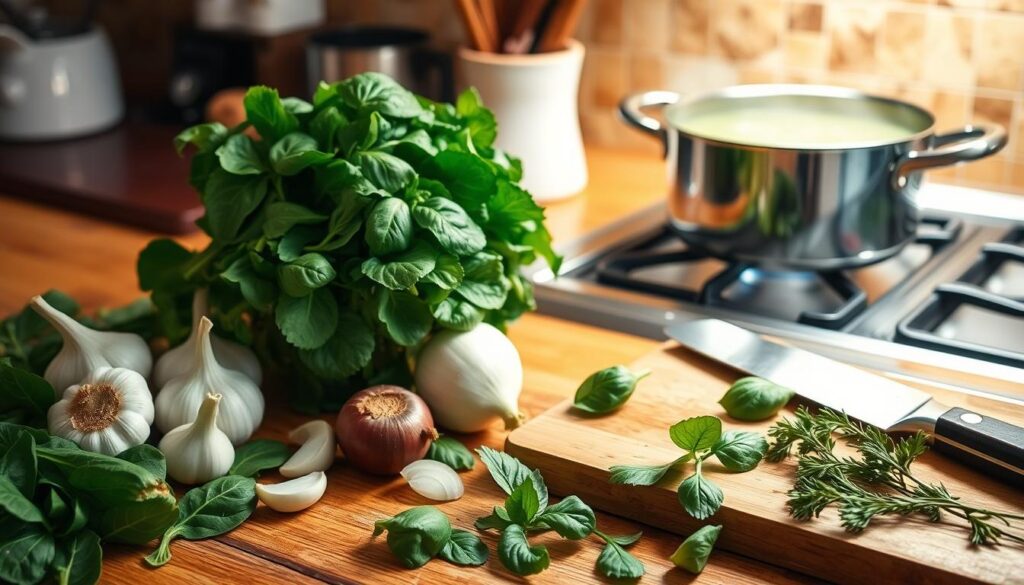 spinach soup preparation