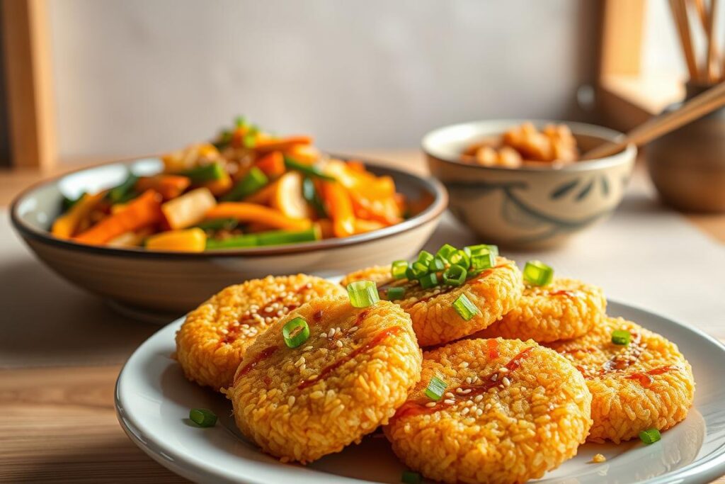 Asian crispy rice cuisine