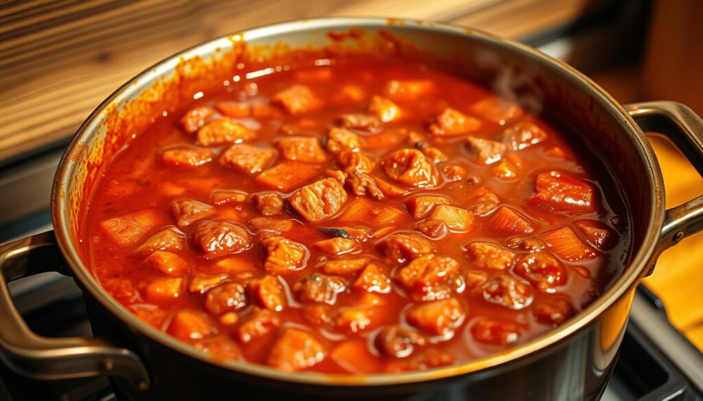 Cooking no-bean chili