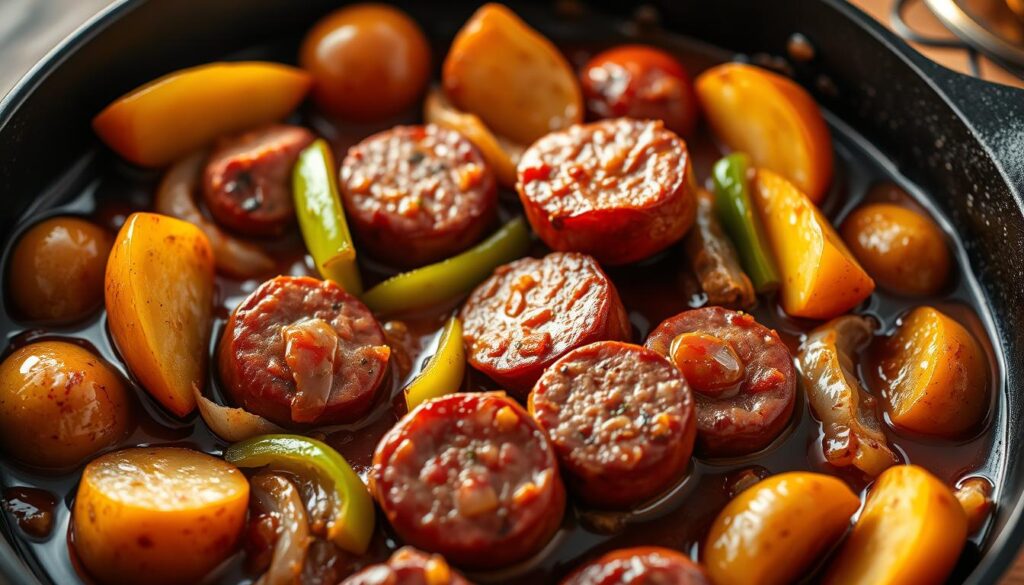 delicious skillet kielbasa dinner