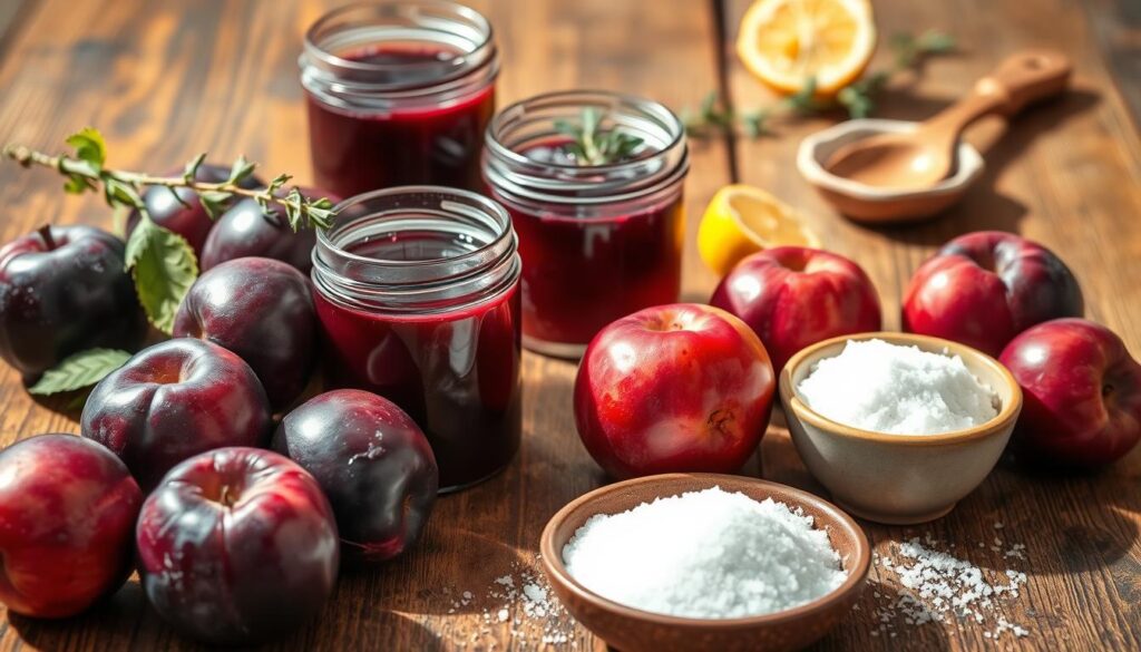 homemade plum jam ingredients