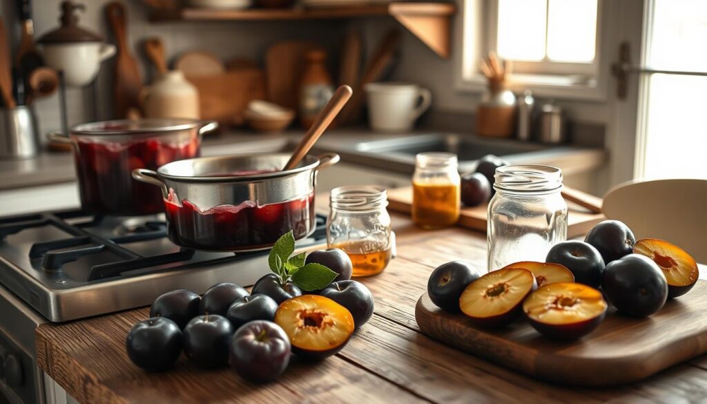 plum jam making